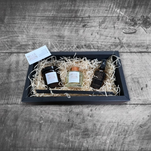 Gift Box with Room & Linen Spray, Reed Diffuser & Candle